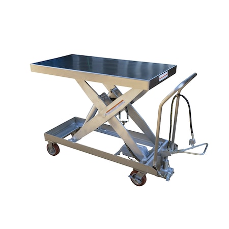 Vestil Air Hydraulic Stainless Steel Cart 1750lb Capacity 20"Wx46-1/2"Lx40"H AIR-1750-PSS
